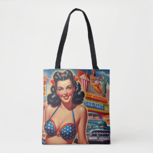 Old School 1950s Meisje Tote Bag