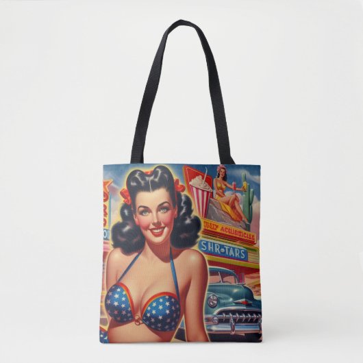 Old School 1950s Meisje Tote Bag (Voorkant)