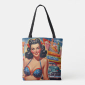 Old School 1950s Meisje Tote Bag (Achterkant)