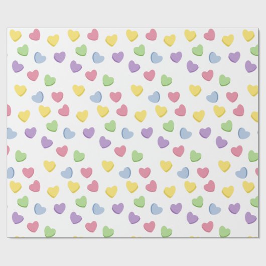 Old School 90s Valentijn's Snoep gekleurde harten Cadeaupapier (Vlak)