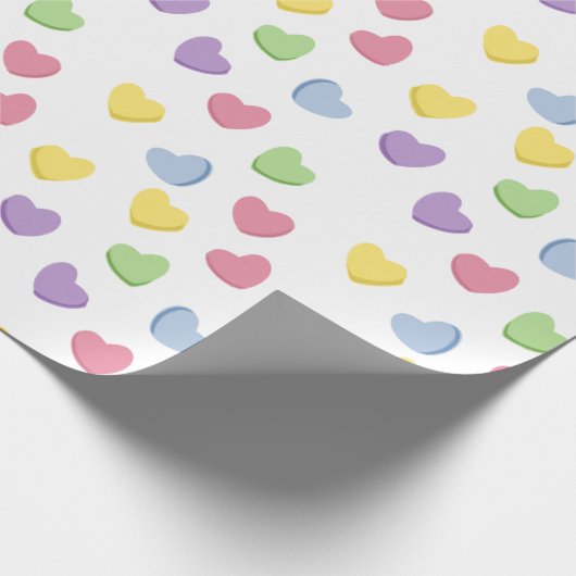 Old School 90s Valentijn's Snoep gekleurde harten Cadeaupapier (Hoek)