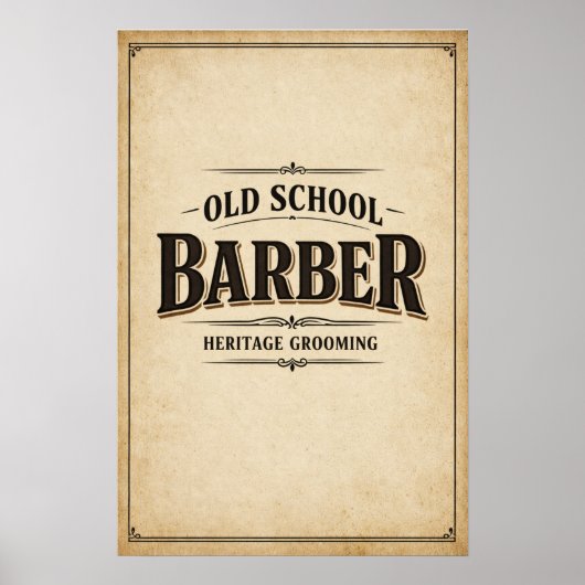 Old School Barber Heritage Typography Poster (Voorkant)