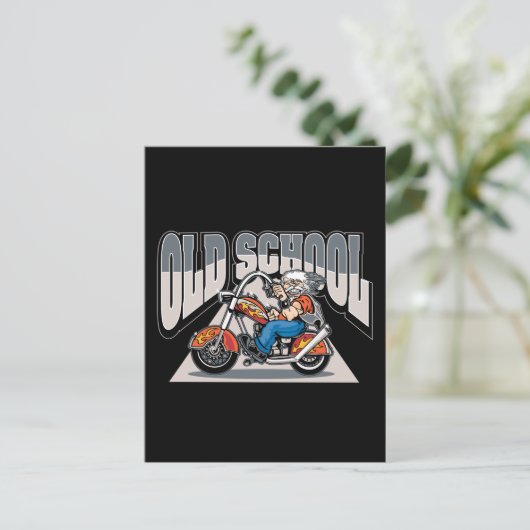 Old School Biker Briefkaart (Staand voorkant)