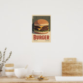 Old-School Burger Poster – Retro Food Wall Art (Keuken)