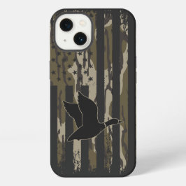 Old School Camo Duck Jagen Amerikaanse Vlag iPhone 13 Hoesje