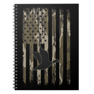 Old School Camo Duck Jagen Amerikaanse Vlag Notitieboek