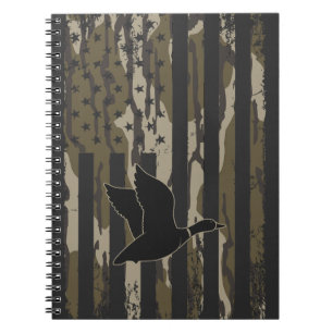 Old School Camo Duck Jagen Amerikaanse Vlag Notitieboek