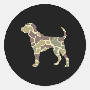 Old School Camo Jachthond Ronde Sticker
