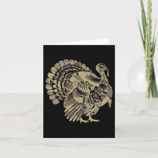 Old School Camo Turkije Jagen Thanksgiving Gift Kaart (Voorkant)