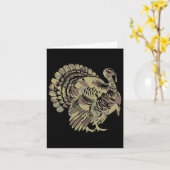Old School Camo Turkije Jagen Thanksgiving Gift Kaart (Gele Bloem)