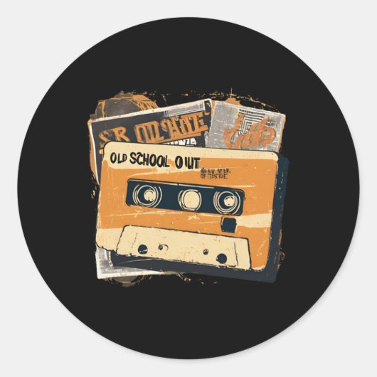 Old School Cool Ronde Sticker (Voorkant)