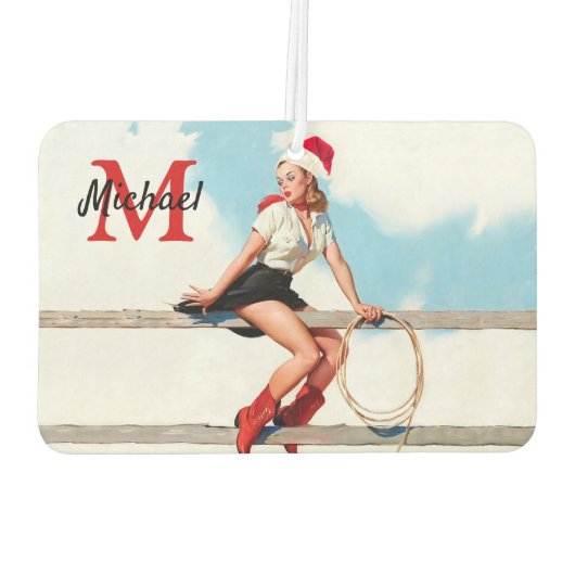 Old School Cowgirl kerstcadeau voor hem Luchtverfrisser (Achterkant)