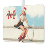 Old School Cowgirl kerstcadeau voor hem Luchtverfrisser (Links)