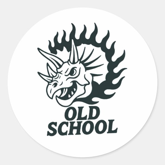 Old School Dinosaur Funny Sticker (Voorkant)
