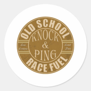 old school drag race brandstof ronde sticker