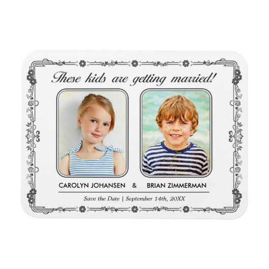 Old School Foto Save the Date Magnet Magneet (Horizontaal)