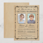 Old School foto's bruiloft uitnodiging (Voorkant / Achterkant)