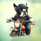 Old School Franse Bulldog Lil Biker Dude Raamsticker (Vel 3)