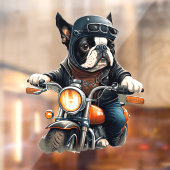 Old School Franse Bulldog Lil Biker Dude Raamsticker (Vel 2)
