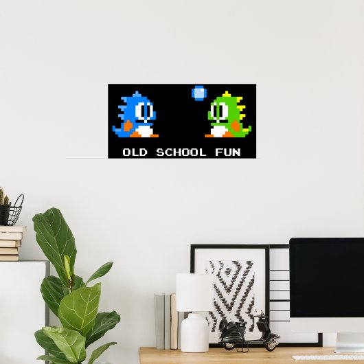 Old School Fun - Bubble Bobble - Bub en Bob - A Poster (Thuiskantoor)