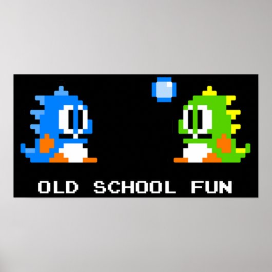 Old School Fun - Bubble Bobble - Bub en Bob - A Poster (Voorkant)