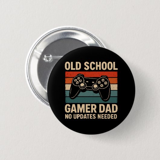 Old School Gamer Dad Retro Controller Ronde Button 5,7 Cm (Voorkant /achterkant)