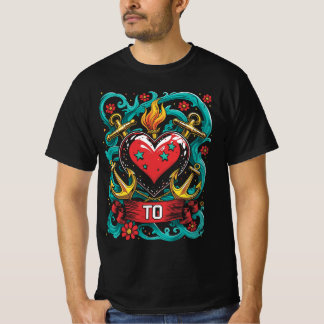 Old School Heart Anchor Tattoo T-shirt