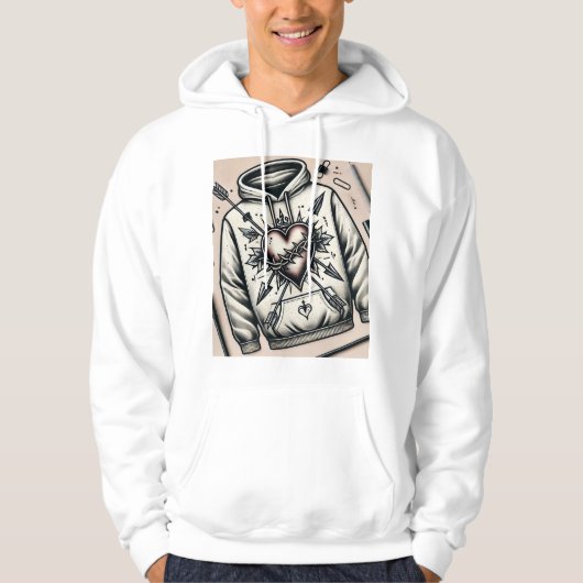 Old School Heart Tattoo Hoodie (Voorkant)