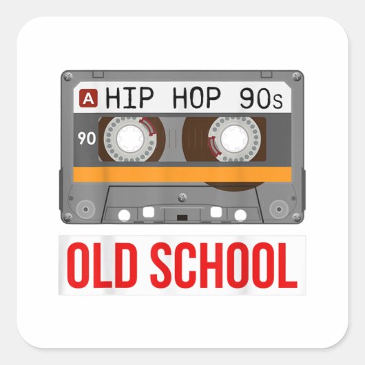 Old School Hip Hop Cassettebandje Rap Music Lovers Vierkante Sticker (Voorkant)