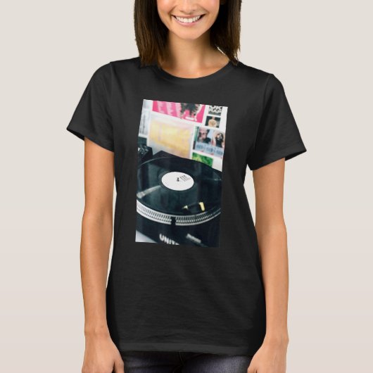 Old School Hip Hop Muziek DJ Vinyl Record T-shirt (Voorkant)