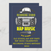 Old School Hip Hop Verjaardagsfeest Uitnodiging 90 (Voorkant / Achterkant)