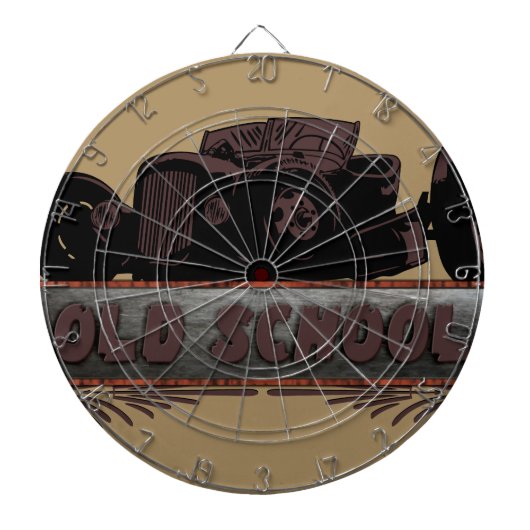 Old School Hot Rod Dartbord (Voorkant)