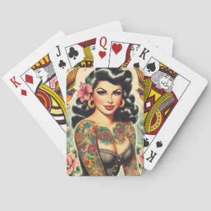 Old School Inked Meisje Pokerkaarten
