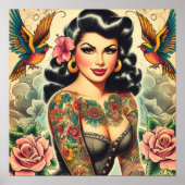 Old School Inked Meisje Poster (Voorkant)
