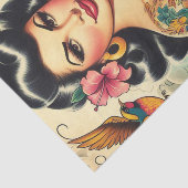 Old School Inked Meisje Tissuepapier (Detail)