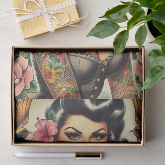 Old School Inked Meisje Tissuepapier (Geschenk)