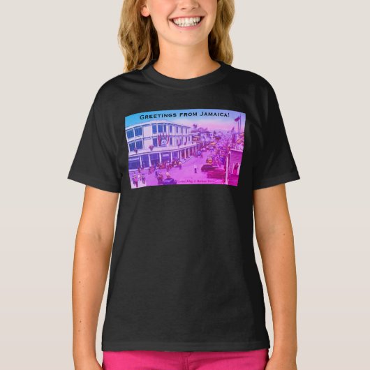 Old School Kingston, Jamaica (Harbour Street) BWI T-shirt (Voorkant)