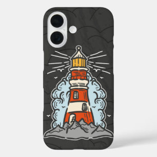 Old School Lighthouse Tattoo iPhone 16 Hoesje