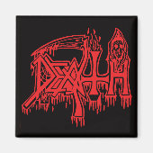 Old school logo rood op zwarte magneet (Voorkant)