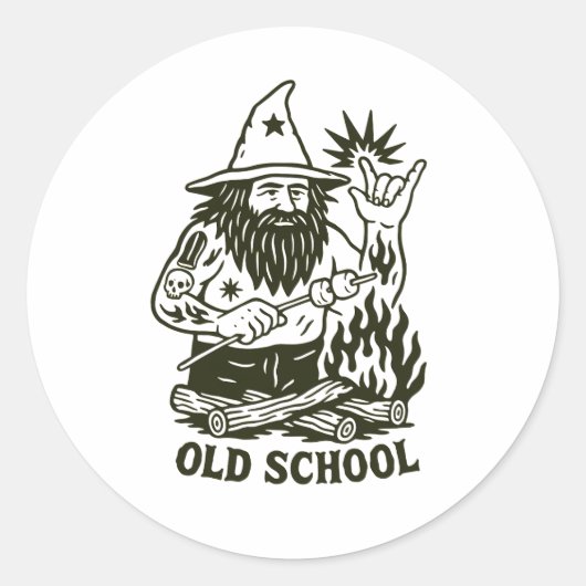 Old School Magic Wizard Funny Sticker (Voorkant)