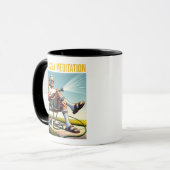 Old School Man Watering Lawn Tee Mok (Voorkant links)