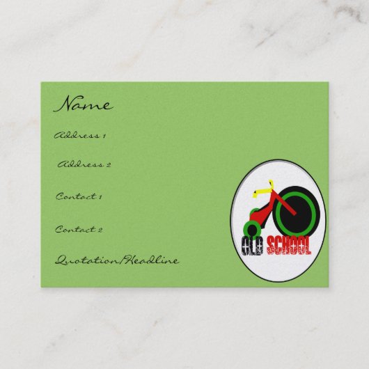 Old School met Groot Wiel - Verdrietig Grunged Fon Visitekaartje (Voorkant)