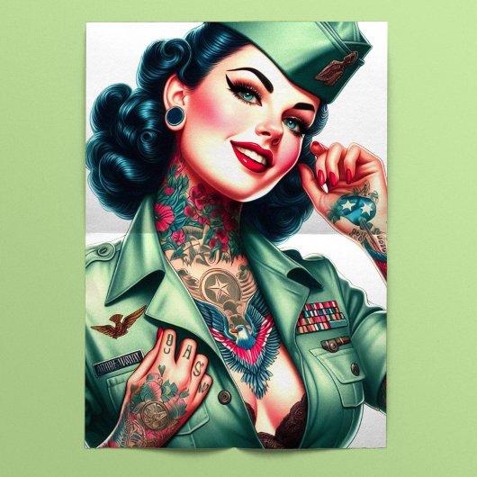 Old School Military Pinup Tissuepapier