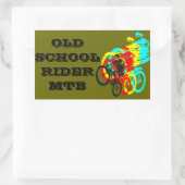 Old school MTB / Trials fiets wheelie Rechthoekige Sticker (Tas)
