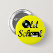 Old School Music Media Round (Geel) Ronde Button 5,7 Cm (Voorkant /achterkant)