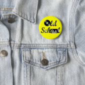 Old School Music Media Round (Geel) Ronde Button 5,7 Cm (In situ)