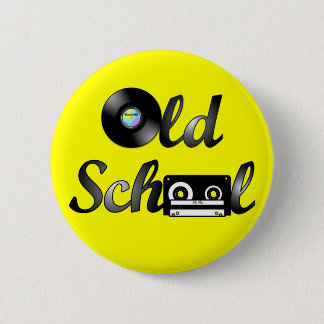 Old School Music Media Round (Geel) Ronde Button 5,7 Cm