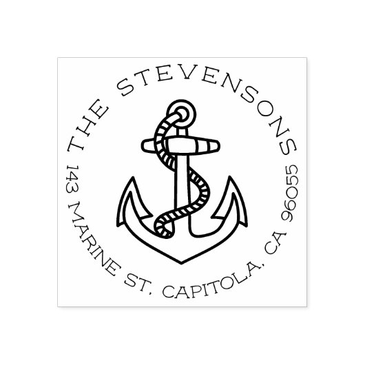 Old School nautische anker familie retour adres Rubberstempel (Afrduk)