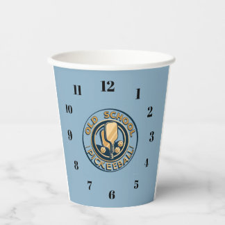Old School Pickleball clock paper caps Papieren Bekers