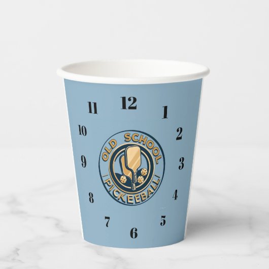 Old School Pickleball clock paper caps Papieren Bekers (Voorkant)